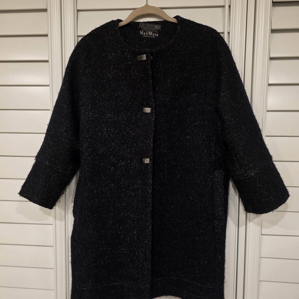 MaxMara Black Wool Blend Coat